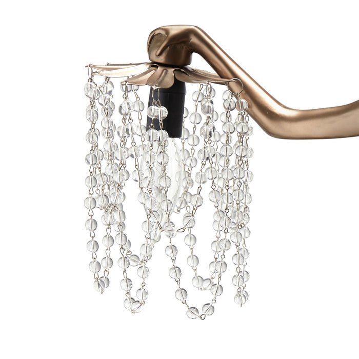 23.75"H Grecian Goddess Beaded Table Lamp. Shade closeup-Off