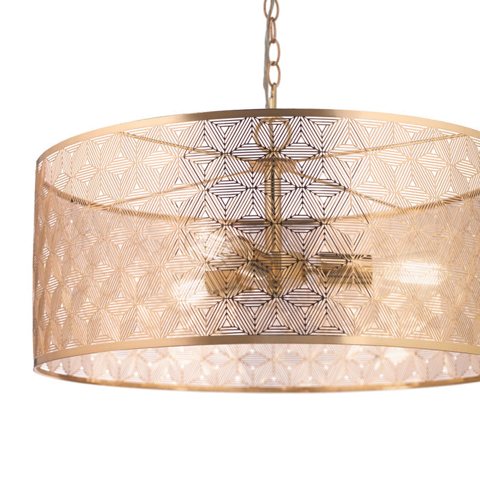 24" 3-Light Giselle Chandelier Polished Gold. Shade closeup-On