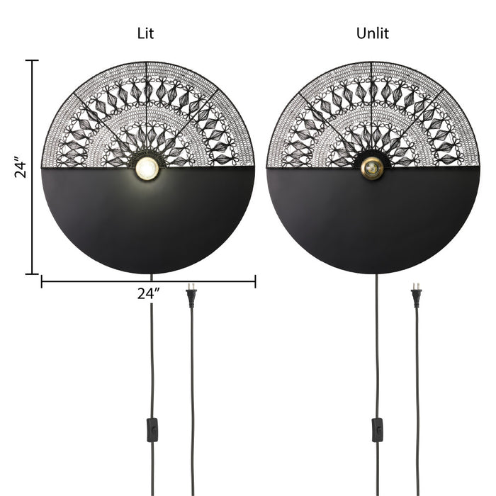 24" H Modern Black Indoor Plug In Wall Sconce