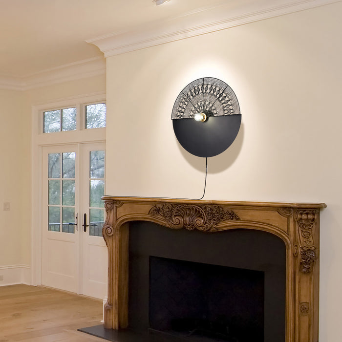 24" H Modern Black Indoor Plug In Wall Sconce