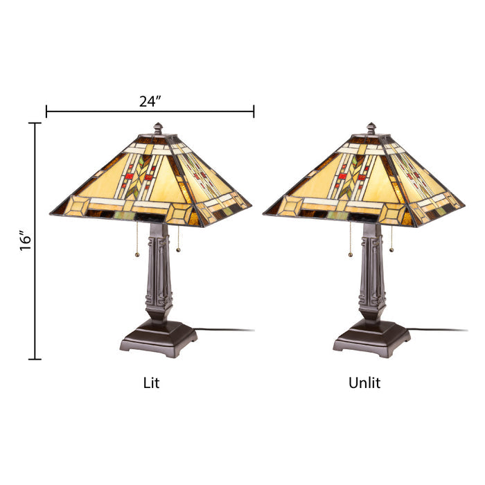 24" H Winslow Tiffany-Style Stained Glass Empire Shade Candlestick Table Lamp