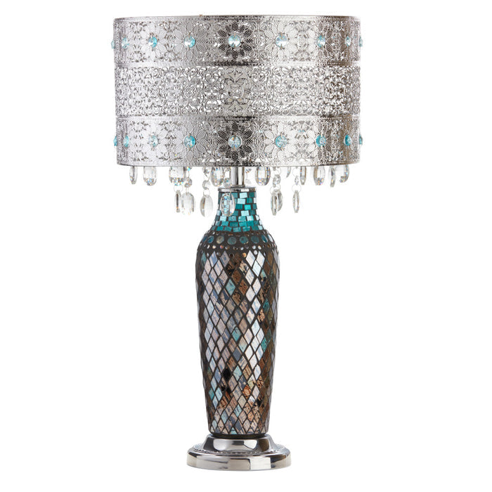 24.25"H Gloria's Crystal Beaded Table Lamp with Mosaic Base-Off