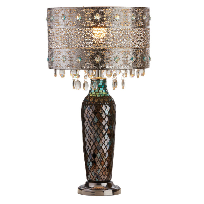 24.25"H Gloria's Crystal Beaded Table Lamp with Mosaic Base-On