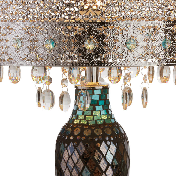 24.25"H Gloria's Crystal Beaded Table Lamp with Mosaic Base