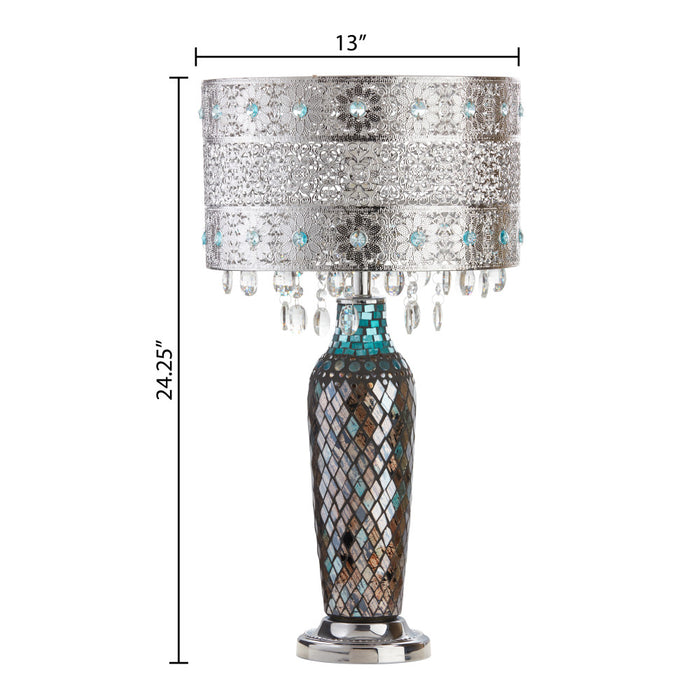 24.25"H Gloria's Crystal Beaded Table Lamp with Mosaic Base
