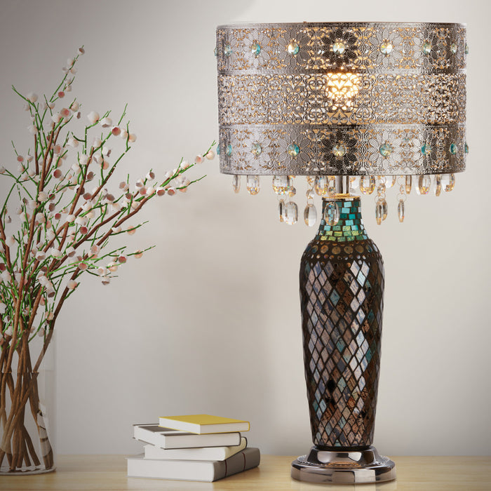 24.25"H Gloria's Crystal Beaded Table Lamp with Mosaic Base