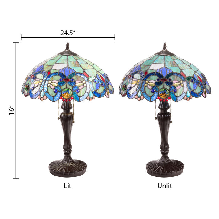 24.5" H Marlowe Multicolor Tiffany-Style Stained Glass Table Lamp