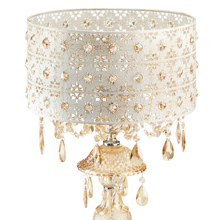 24"H Jeweled Blossoms Table Lamp. Shade closeup-Off