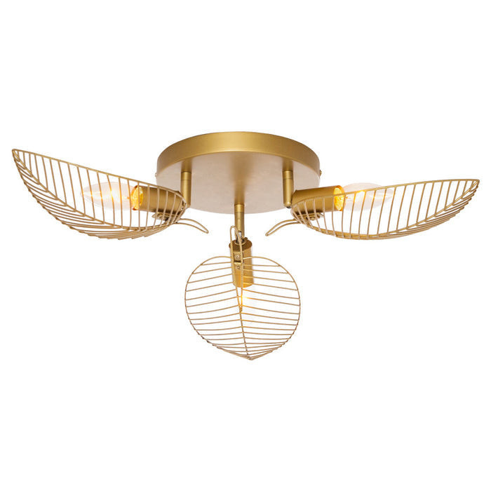 24"W Noelle Gold Leaf Shade Ceiling Light-On