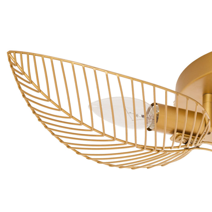 24"W Noelle Gold Leaf Shade Ceiling Light. Shade closeup-Off