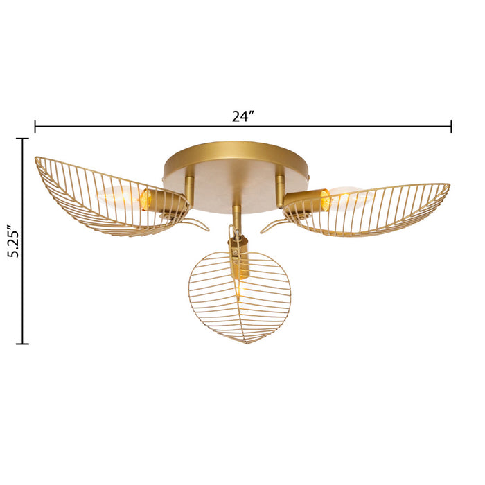24"W Noelle Gold Leaf Shade Ceiling Light