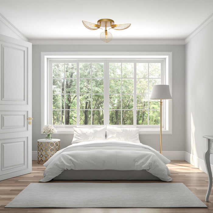 24"W Noelle Gold Leaf Shade Ceiling Light