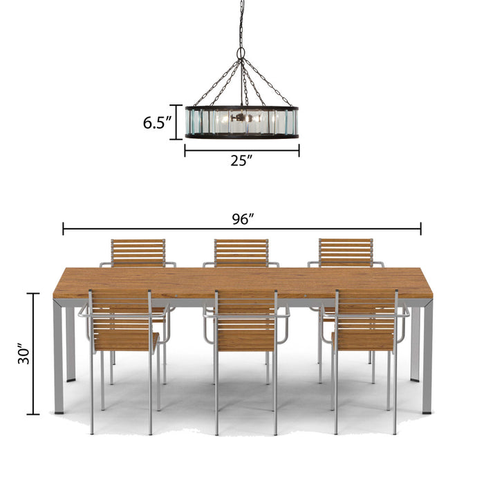 25" W 3-Light Gwen Black Metal and Glass Pendant