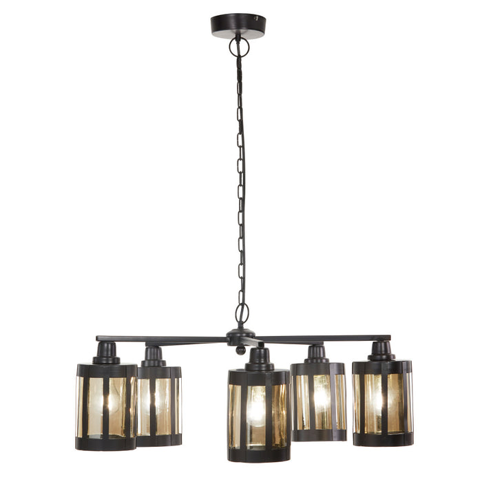 25" W 5-Light Marcell Metal and Glass Chandelier-On