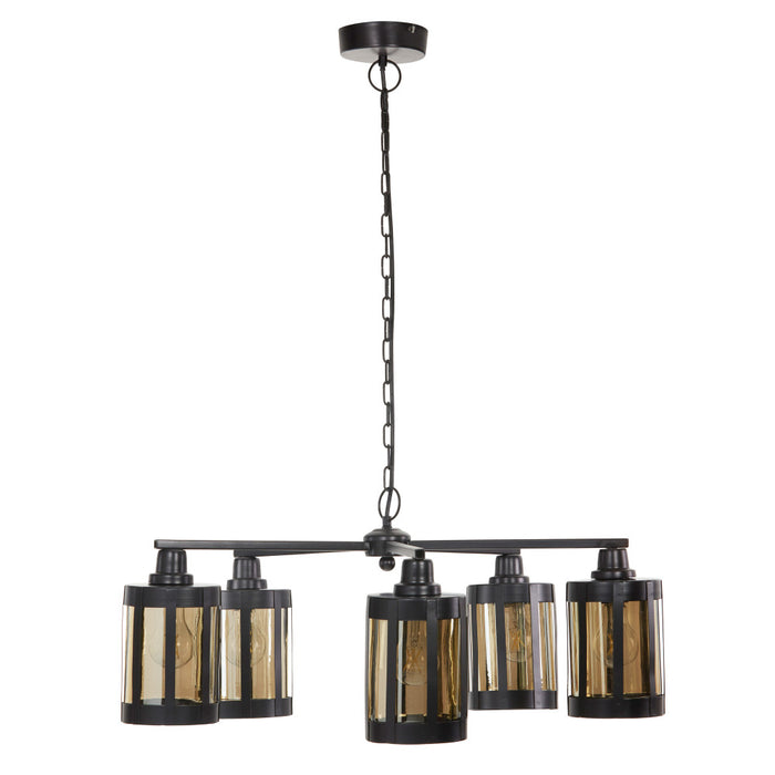 25" W 5-Light Marcell Metal and Glass Chandelier-Off