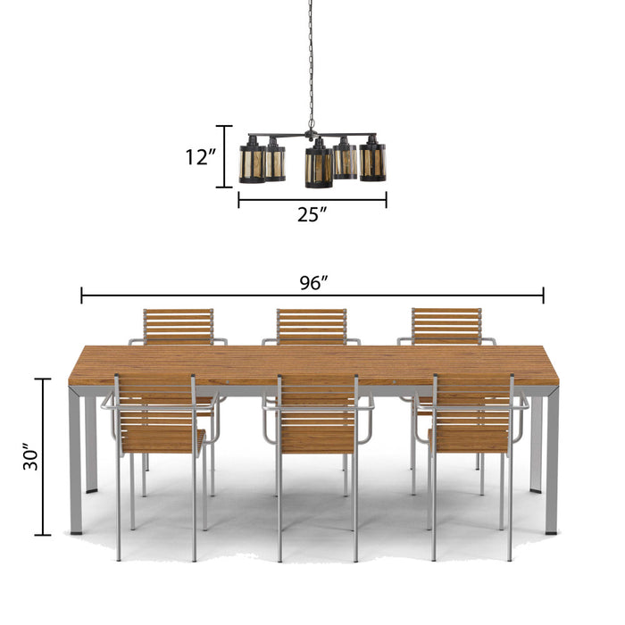 25" W 5-Light Marcell Metal and Glass Chandelier