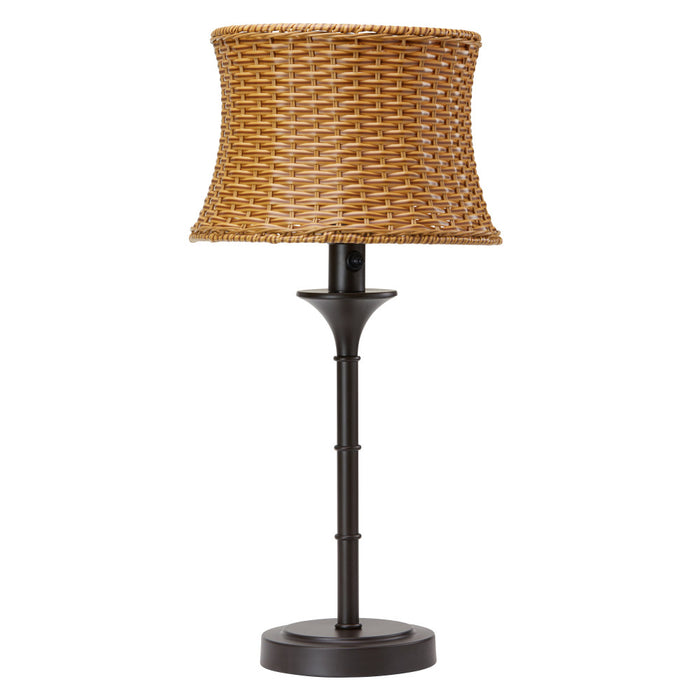 25.25"H Outdoor and Indoor Basket Weave Table Lamp-Off