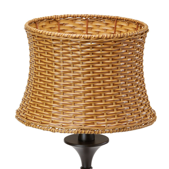 25.25"H Outdoor and Indoor Basket Weave Table Lamp. Shade closeup-On
