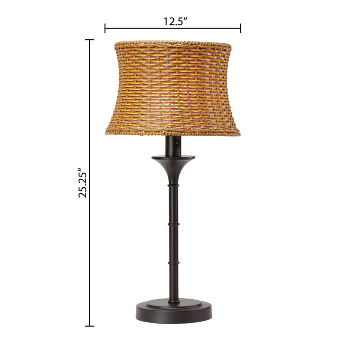 25.25"H Outdoor and Indoor Basket Weave Table Lamp