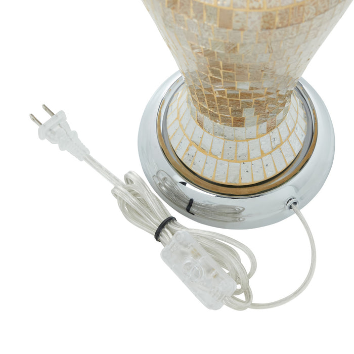 25"H Jeweled Metal and Mosaic Base Table Lamp with Cascading Crystals