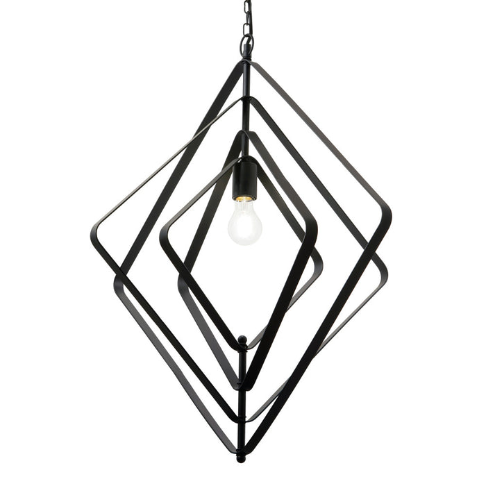 27.5" L Carmen Industrial Black Square Shade Pendant Light. Shade closeup-On