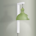 28.5" H Gwen Industrial Indoor Plug In Wall Sconce with Dome Shaped Shade on a gray background-On