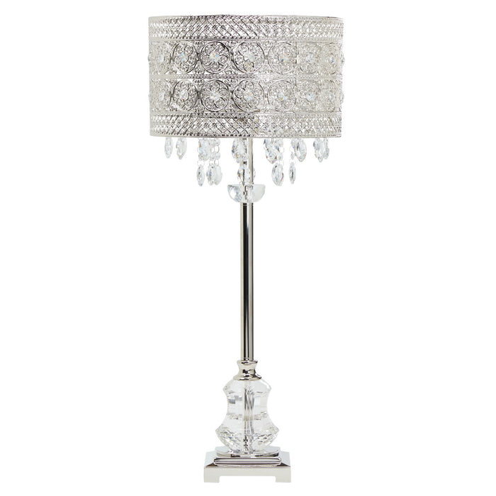 28.75"H Brielle Polished Nickel and Crystal 1-Light Buffet Table Lamp-Off
