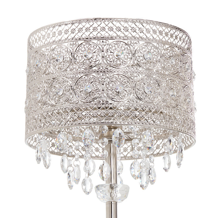 28.75"H Brielle Polished Nickel and Crystal 1-Light Buffet Table Lamp-Off