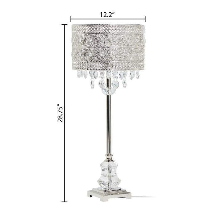 28.75"H Brielle Polished Nickel and Crystal 1-Light Buffet Table Lamp