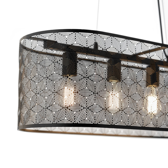 30" 4-Light Gianna Chandelier Black. Shade closeup-On