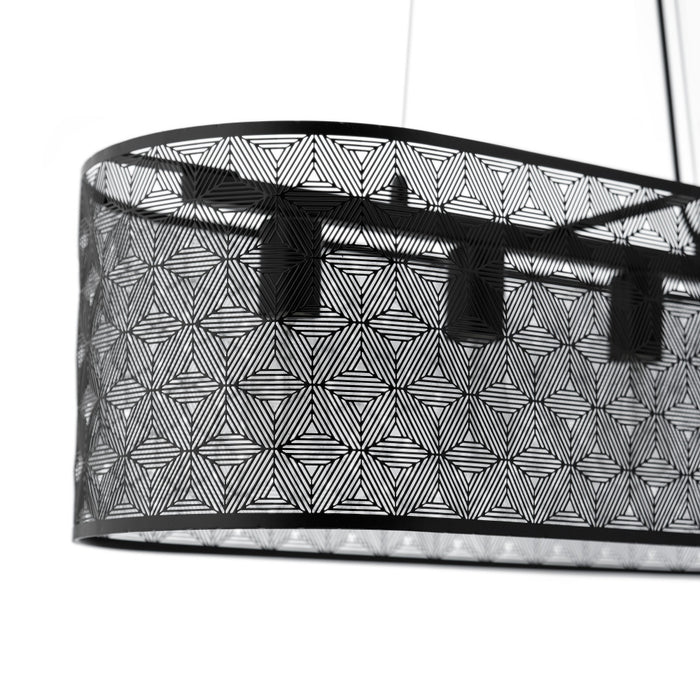 30" 4-Light Gianna Chandelier Black. Shade closeup-Off