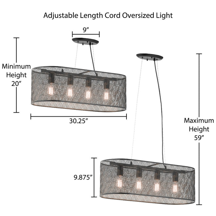 30" 4-Light Gianna Chandelier Black