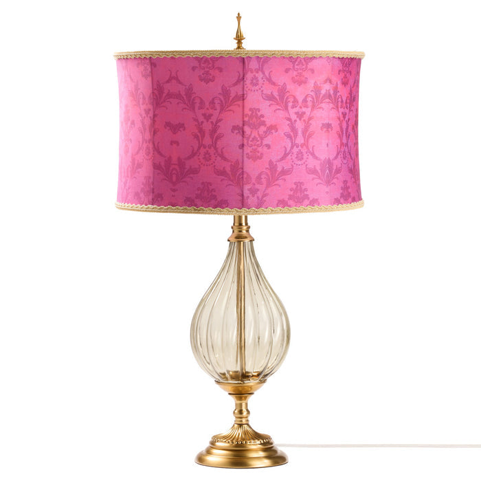 30.5" H Colette Fuchsia Drum Shade Geometric Glass Table Lamp-Off