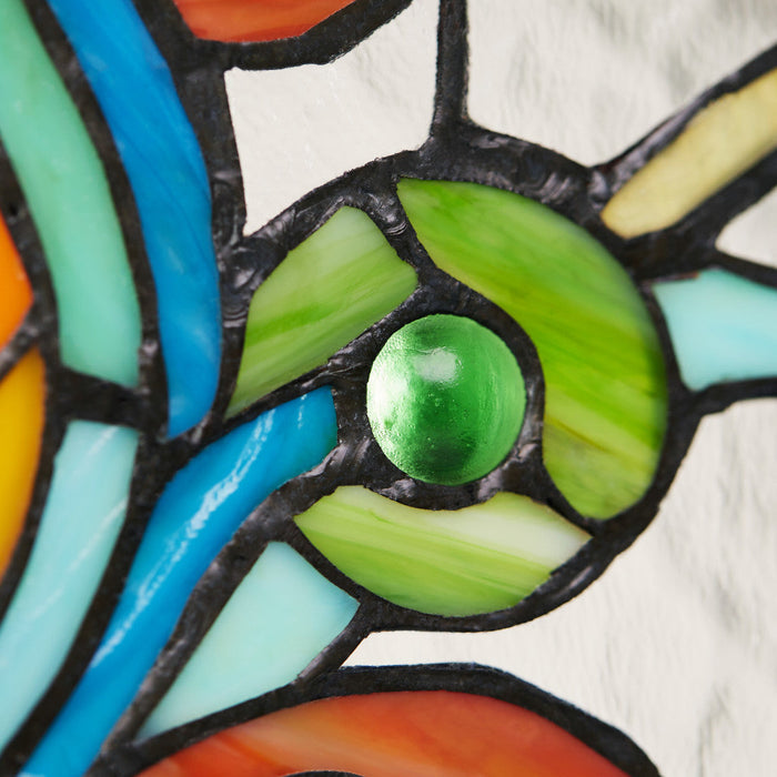 30"L Fleur De Lis Stained Glass Pub Window Panel
