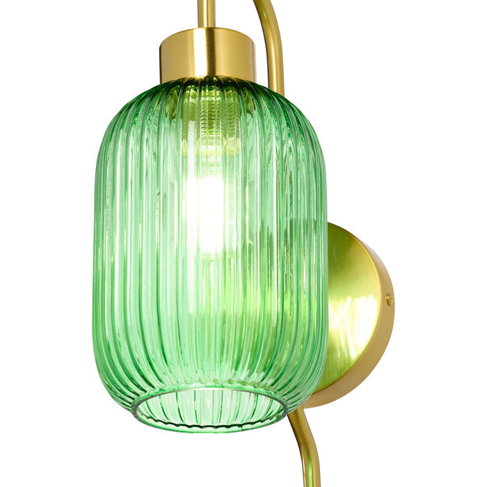 32"H Davia Retro Wall Sconce. Shade closeup-On