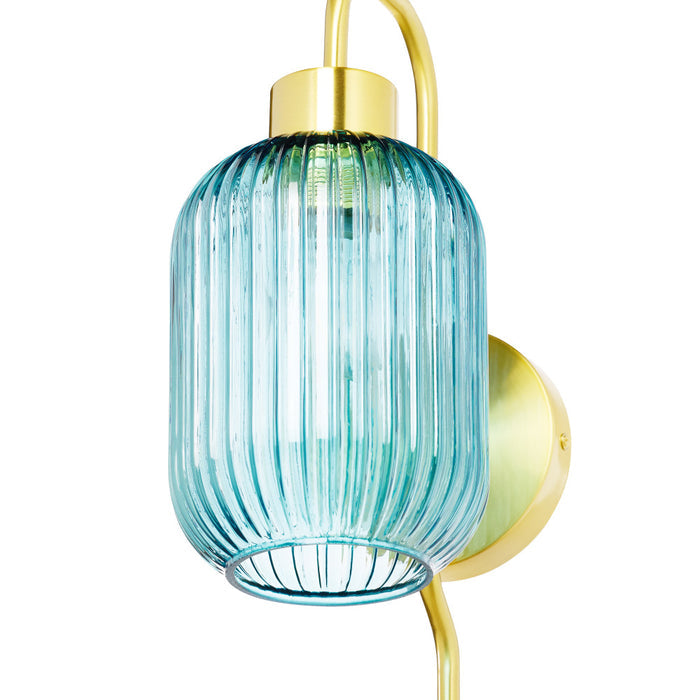 32"H Davia Retro Wall Sconce. Shade closeup-Off
