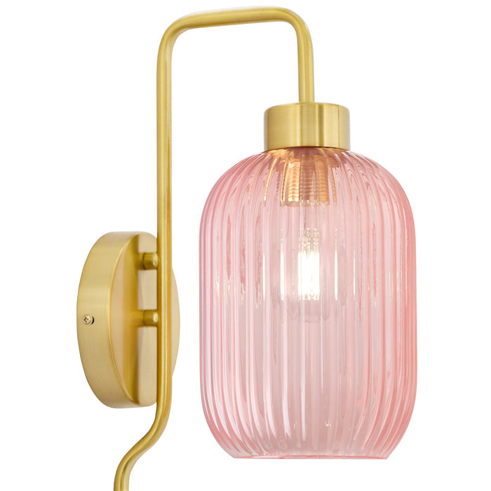 32"H Davia Retro Wall Sconce. Shade closeup-On