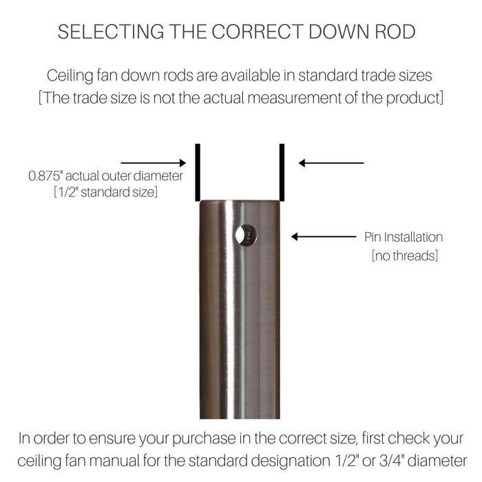 36" Ceiling Fan Down Rod 0.5" Standard Diameter - Oil Rubbed Bronze