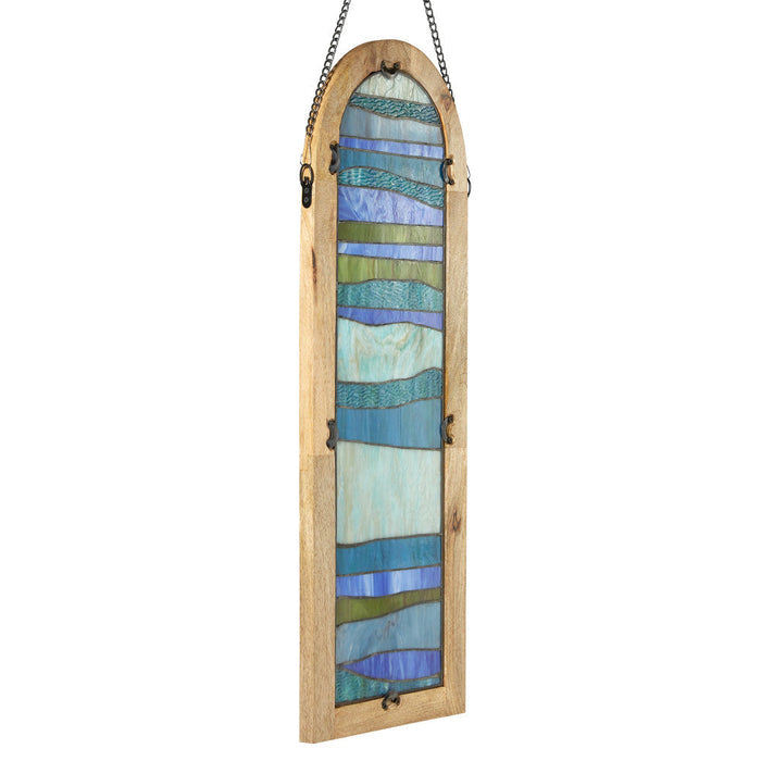36" H Oversized Geometric Stained Glass Window Panel-Back view