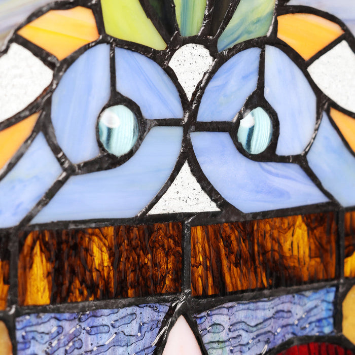 36"H Victorian Stained Glass Fleur De Lis Window Panel