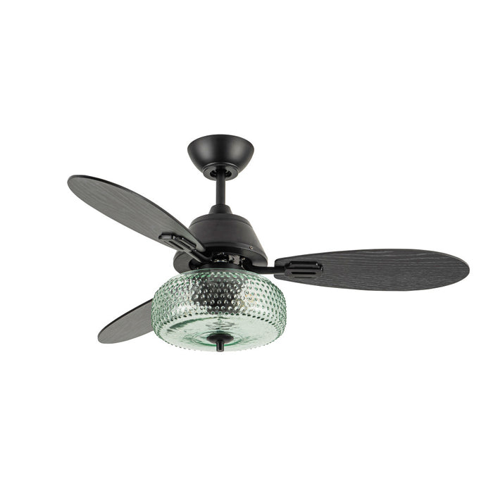 42" W Cecile LED Indoor Hand-Blown Seafoam Green Glass Shade with Dot Texture Ceiling Fan with Remote Control-Off