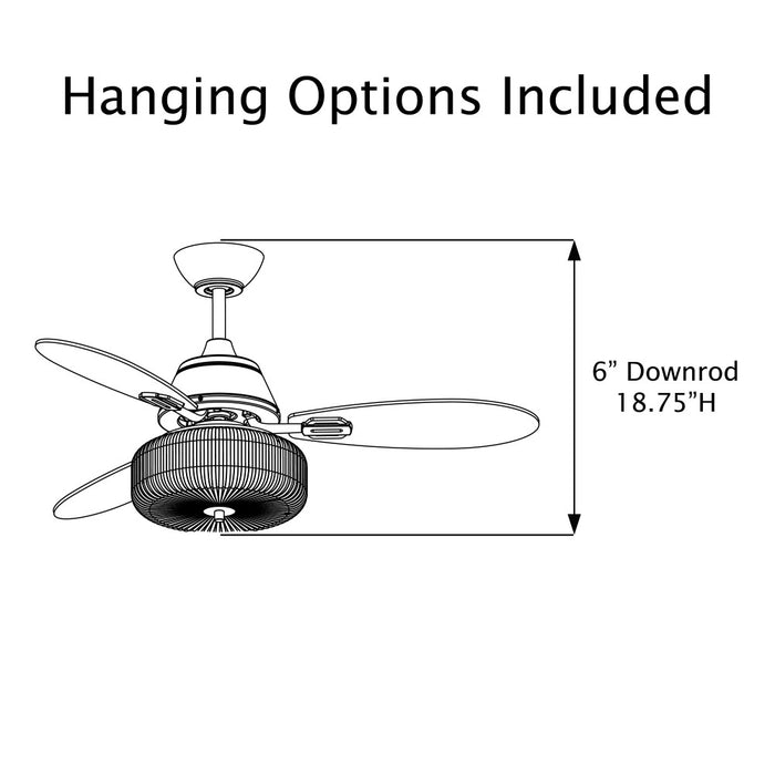 42" W Cecile LED Indoor White Ceiling Fan with Hand-Blown Seafoam Green Glass Shade with Remote Control