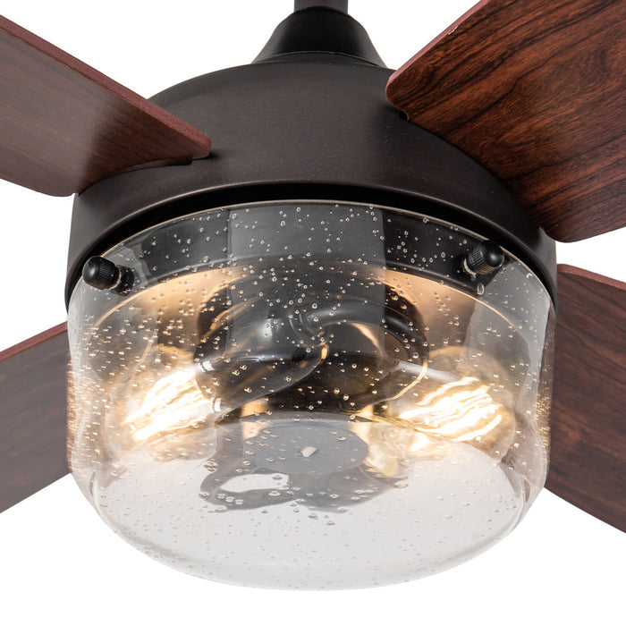 42"W Caelan Remote-Controlled 2-Light Ceiling Fan. Shade closeup-On