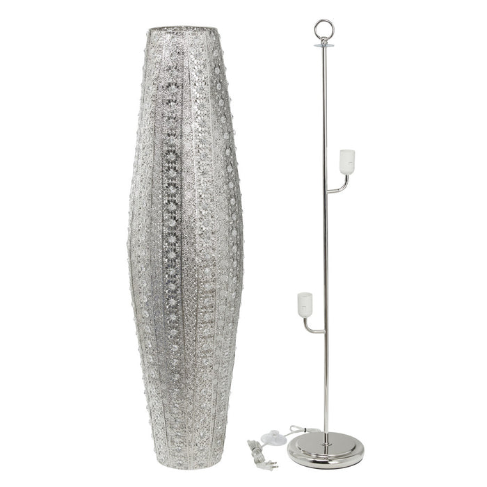 43.5"H Oversized Punched Metal 2-Light Floor Lamp