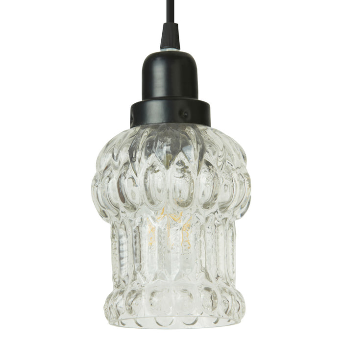 4.5" W 1-Light Luna Glass and Metal Pendant. Shade closeup-Off