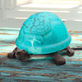 4.75" H Raphael Aqua Glass Accent Lamp on a wooden surface