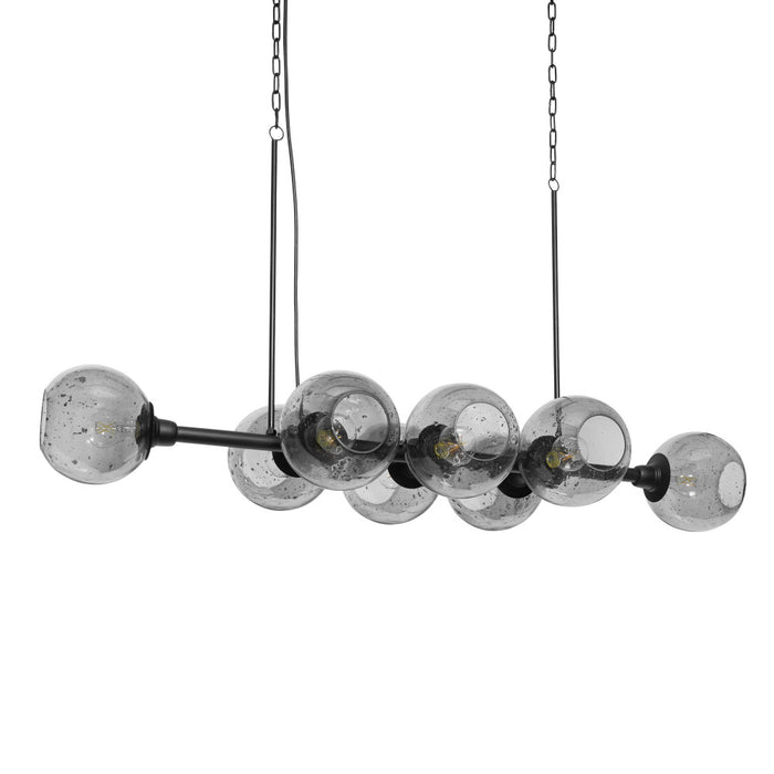 48" L 8-Light Degas Black Metal and Smoked Glass Chandelier-Off