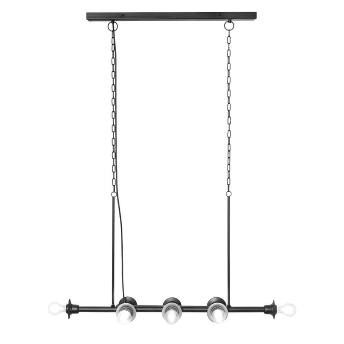 48" L 8-Light Degas Black Metal Industrial Chandelier-On