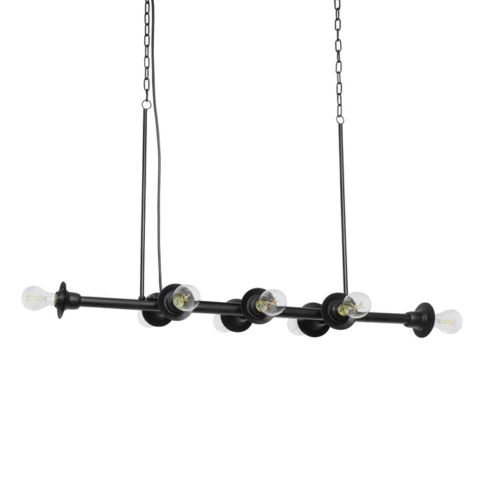 48" L 8-Light Degas Black Metal Industrial Chandelier-Off