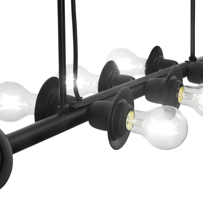 48" L 8-Light Degas Black Metal Industrial Chandelier